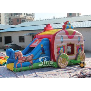 Kids Pink Princess Carriage Inflatable Bouncy Castle Slide With Lead Free