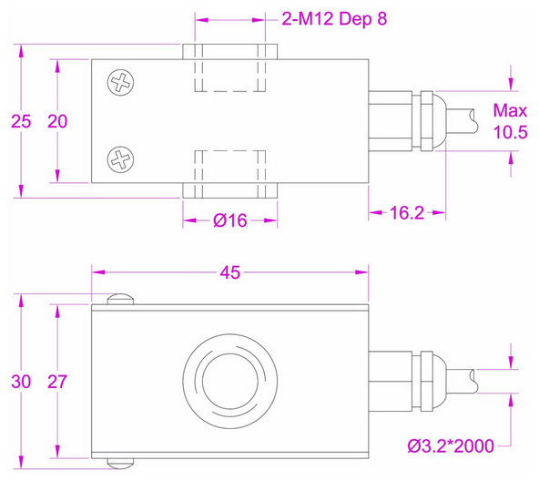 Tension and compression load cell 500lbs Transducer techniques mlp-500