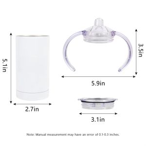 12oz Blank Stainless Steel Sublimation Tumblers Straight Sippy Cup With Straw
