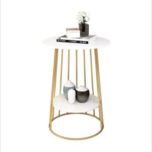 Durable Nice Round Small Coffee Tables Double Marble Tops Stoving Varnish