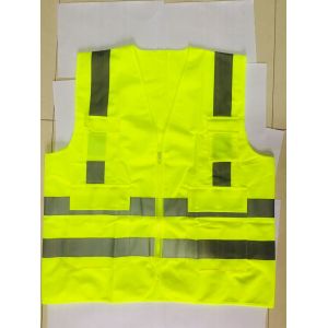 2 Inches Reflective Strip High Visibility Vest in Fluorescent Yellow with Up To