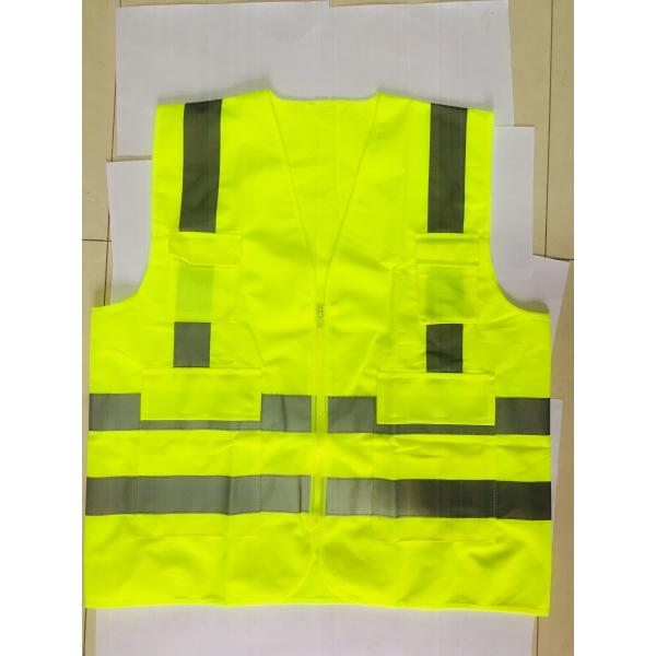 2 Inches Reflective Strip High Visibility Vest in Fluorescent Yellow with Up To