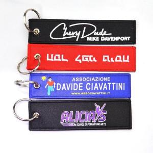 China Quick Sampling Shrink Proof Woven Key Chain Polyester on sale