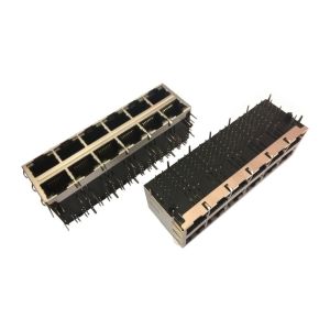 Double Row Gigabit 2 X 6 RJ45 Integrated Magnetics Led Comply With RoHS