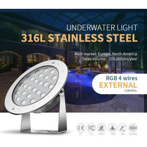 1450ma 1200LM Waterproof Led Underwater Light RGB IP68 VDE 36W