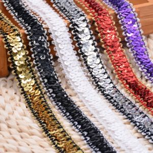 Luxury Shiny PET PVC Elastic Sequin Ribbon Trim 2.5cm