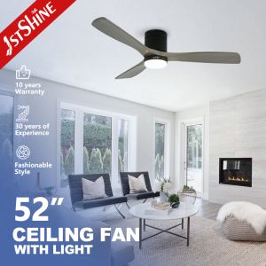 Wholesale 52'' Flush Mount Ceiling Fan With Light And Remote , 2-in-1 Design Solid Wood Blade Ceiling Fan from china suppliers