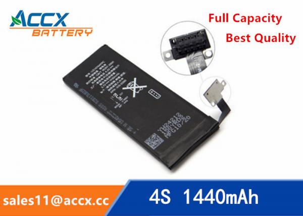 ACCX brand new high quality li-polymer internal mobile phone battery for IPhone 4S with high capacity of 1450mAh 3.7V