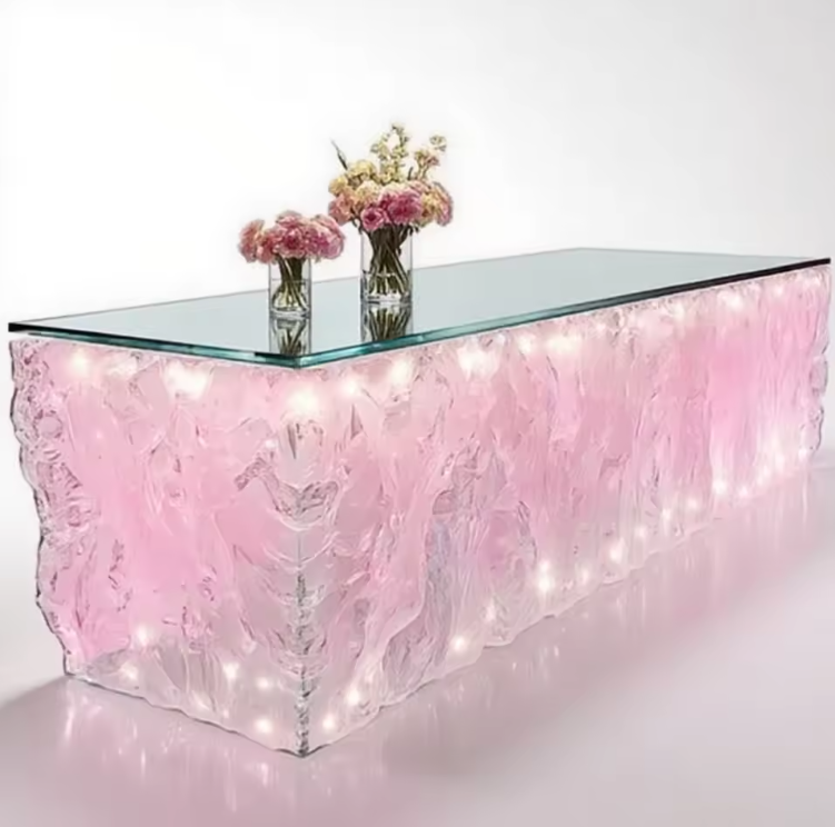 Epoxy Resin Dining Table - Water Ripple Pattern, Mid - century Modern Vibe, Ideal for Contemporary Home Office Decor