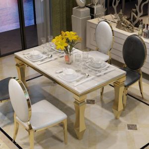 China Garden Home Luxury Dining Table And Chairs 240cm 120cm 140cm 6 Seater  Marble on sale
