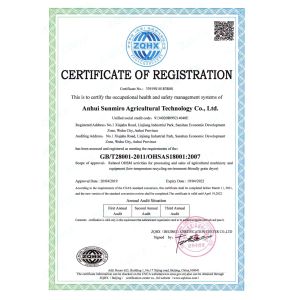 ANHUI SUNMERO MACHINERY CO.,LTD Certifications