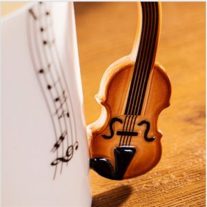 3D Creative Travel Custom Ceramic Mugs 13OZ With Violin Handgrip