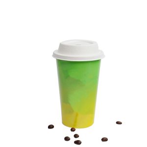 Customized biodegradable disposable double wallpaper cup for coffee cups