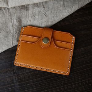 Genuine Leather Double-Layer Card Box for Credit Cards Automatic Ejection and