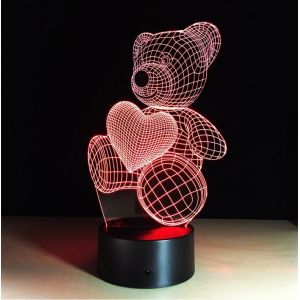 Teddy Bear 3D Night Light 7 Colors Change with Remote Control Good Night light