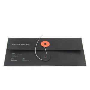 Black Color Custom Paper Card Envelopes Printing With String Closure