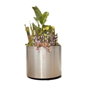 Wholesale Super Clean Cylinder Table Ground 30cm Stainless Planter surface brushed from china suppliers