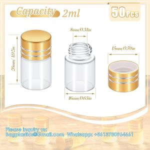 Mini Small Clear Glass Bottles Vials Tiny Jar With Plastic Stopper Miniature