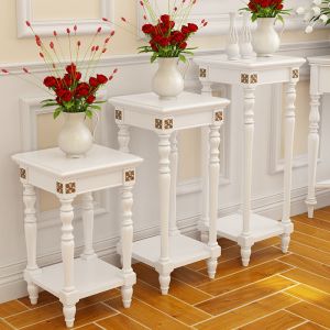 Concise White Console Desktop Pot Holder Flower shelf