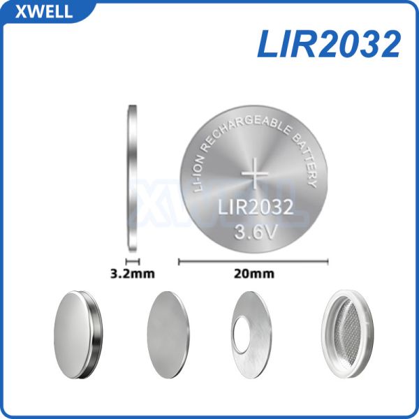 LIR2023 3.6V-3.7V Rechargeable Lithium-Ion Coin Cell Case Kit with 20mm Diameter