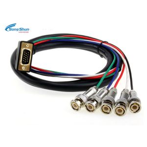 Video Surveillance VGA D SUB Cable 15pin VGA RGBHV 5xBNC Male Medical Equipment