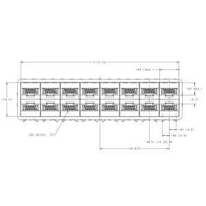 TE 1-2198346-7 zSFP+ Receptacle With Cage Ganged (2x8) Connector Included