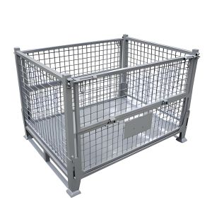 Portable Collapsible Metal Mesh Box Wooden Pallet Frame Iron Transport Box