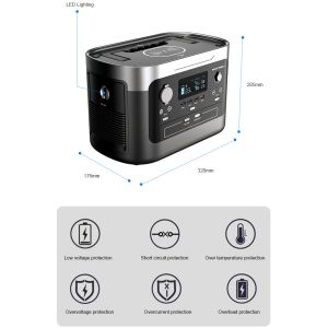 600W Portable Battery Generator Outdoor Solar System Lithium Battery 220V AC