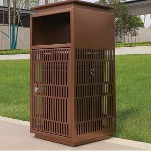 Rectangle Shape Bright Stainless Steel Trash Bins For Outdoor Settings