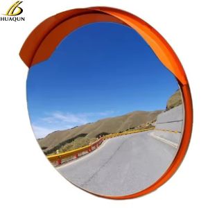 Unbreakable Round Convex Mirror For Road Safety Orange Color