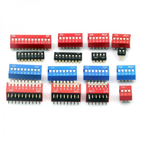 2.54mm Pitch Slide DIP Switch 1 2 3 4 5 6 8 9 10 Positions PCB Mount Double Row