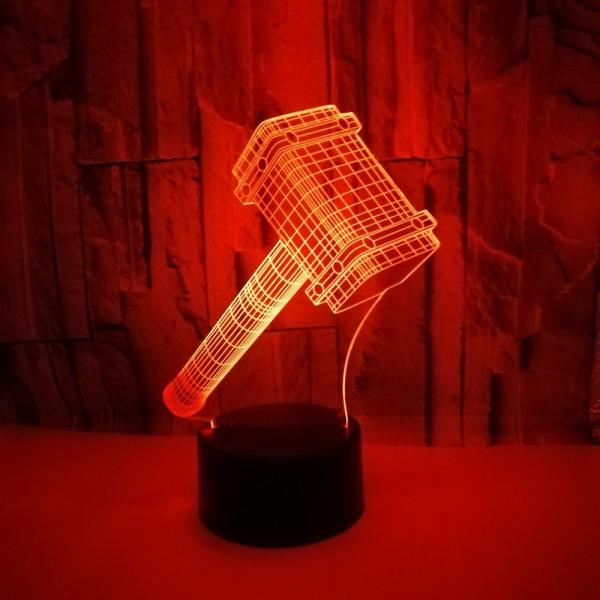 Amazon Hammer custom OEM picture logo 3D led night light movie Quake visual light creative gift table lamp