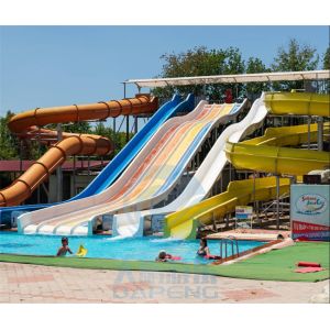 Fiberglass Mat Racer Water Slide Cluster Rainbow Water Slide 6m Height