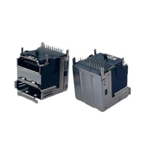 Stacked Micro DIP HDMI PCB Mount USB Socket With LCP UL94V-0 Black