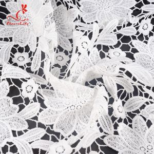 China 125cm Width Water Soluble Floral Embroidery Fabric With Sequins on sale