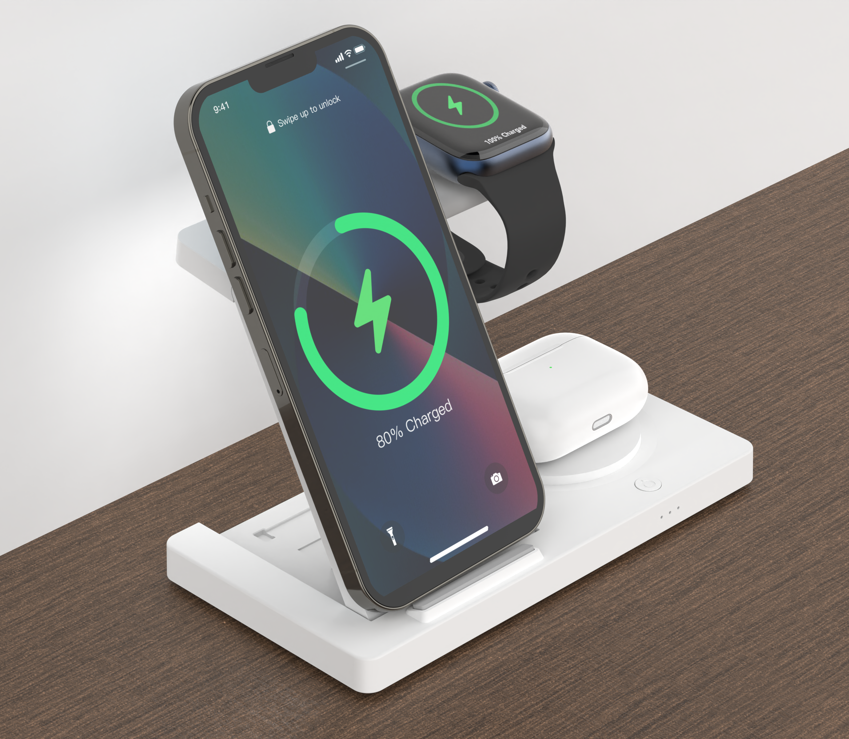 Apple Charger T258 Multifuctional Wireless Charger ABS Foldable Wireless Charger