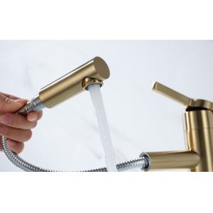 Bathroom Black Golden Retractable 35mm Pull Out Sink Faucet