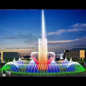 Modern Design Floor Fountains with Colorful Led Light and Music Control Musical
