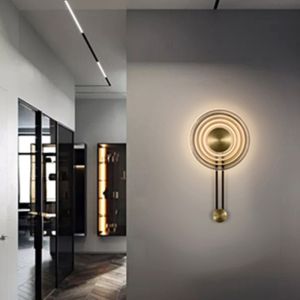 Modern Minimalist Clock Shape Wall Lamp Glass Bedroom Bedside design wall light