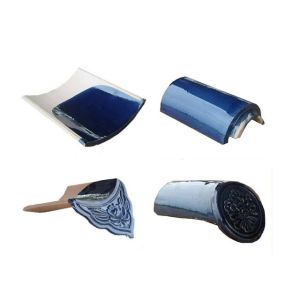 Roofing Tile Ceramic Material Blue Glazed Temple Roof Tile Customized Color