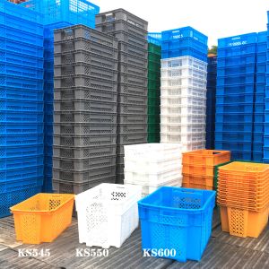 Mesh Style Customized Color Stackable Plastic Crate For Logistics Storage In