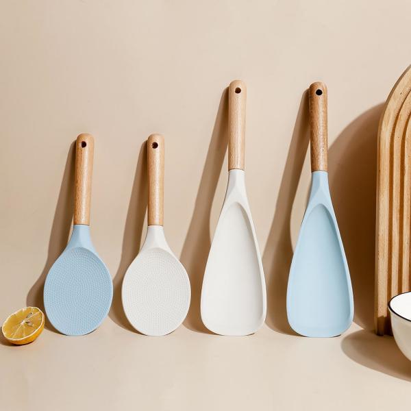 Quality Kitchen Non Stick Silicone Utensils Spatule With Wood Handle for sale