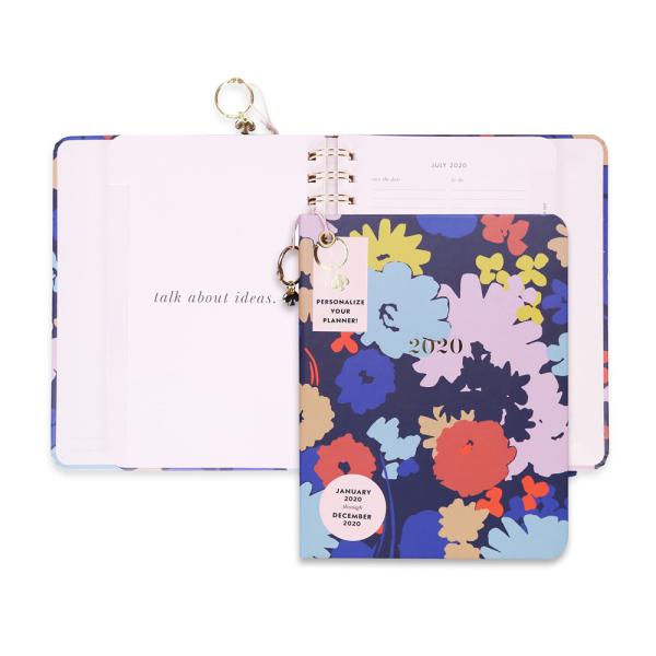 Cute Hardcover Spiral Planner Golden Wire Binding With Stickers / Pocket Folder