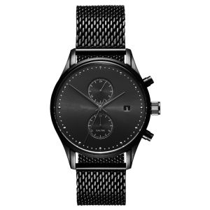 China Black CD grain stainless steel back quartz watch 5ATM waterproof on sale