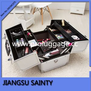 Wholesale Large size silver striped ABS professional cosmetic cases from china suppliers