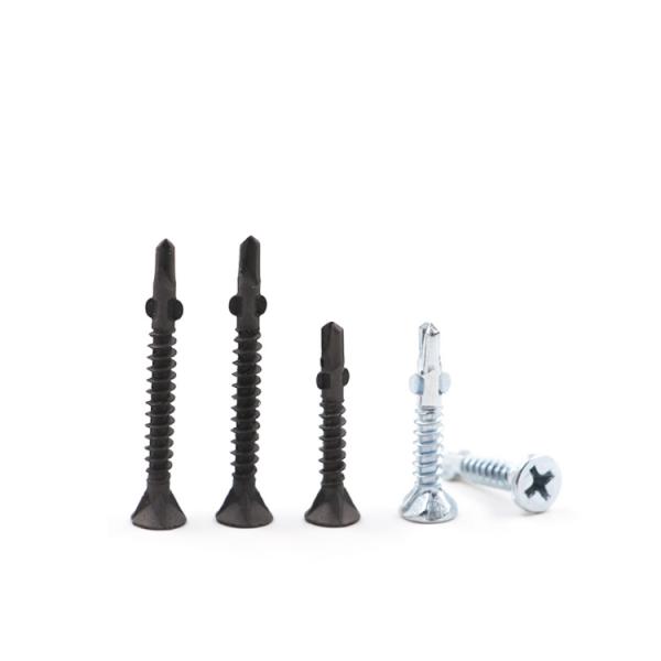 Hex Washer Head Self Drilling Screws for Roofing Plating in Black Oxide Finish