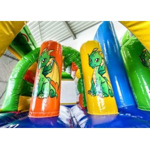 Kids Inflatable Bouncer Combo / Green Inflatable Dragon Jumping Castle