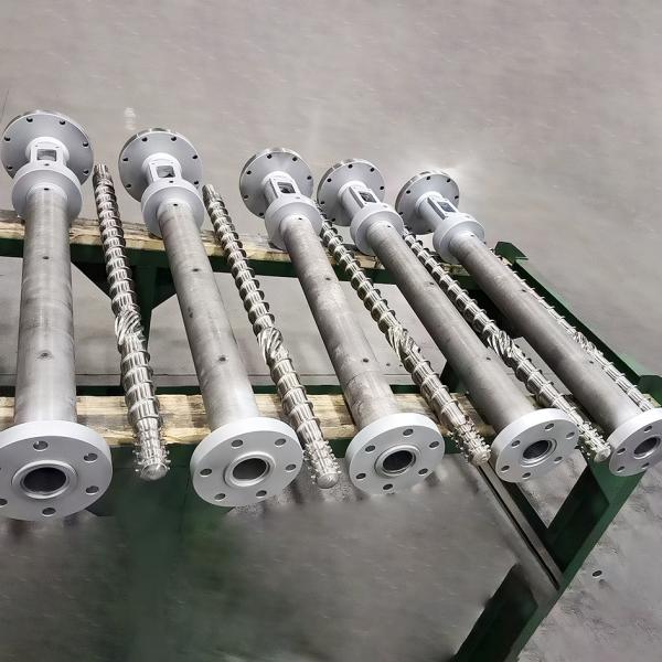 Customized Diameter 55 Screw Barrel for Extruder Machine for PP HDPE PPS LDPE Materials Nitrided or Bimetallic Treatment Plastic machine