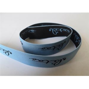 3.5 Cm Jacquard Elastic Webbing / Black On Blue Jacquard Strap Different Sizes
