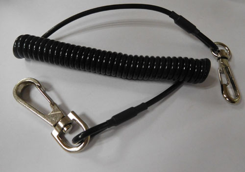 Quality OEM China factory produce black plastic PU elastic coil tool lanyard tether for security for sale